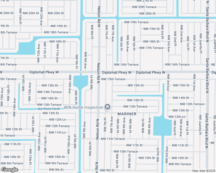 map of restaurants, bars, coffee shops, grocery stores, and more near 1512 Northwest 7th Avenue in Cape Coral