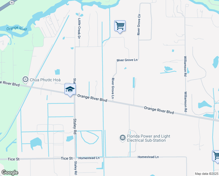 map of restaurants, bars, coffee shops, grocery stores, and more near 4380 River Grove Lane in Fort Myers
