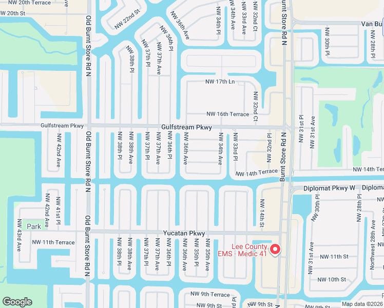 map of restaurants, bars, coffee shops, grocery stores, and more near 3520 Northwest 15th Terrace in Cape Coral