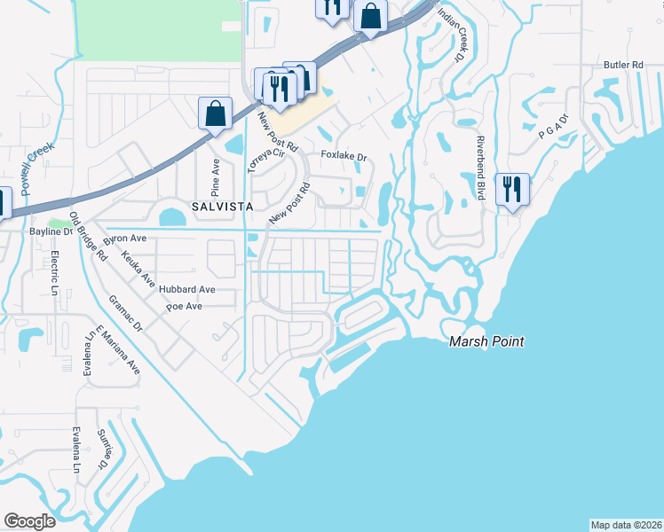 map of restaurants, bars, coffee shops, grocery stores, and more near 5504 Miles Standish Lane in North Fort Myers