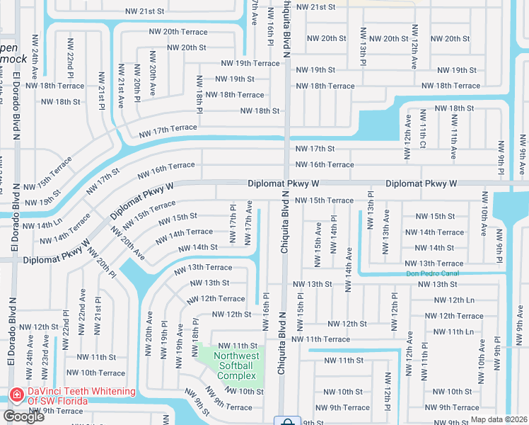 map of restaurants, bars, coffee shops, grocery stores, and more near 1502 Northwest 16th Place in Cape Coral