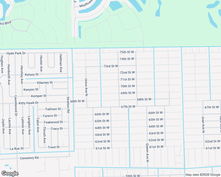 map of restaurants, bars, coffee shops, grocery stores, and more near 3409 70th Street West in Lehigh Acres