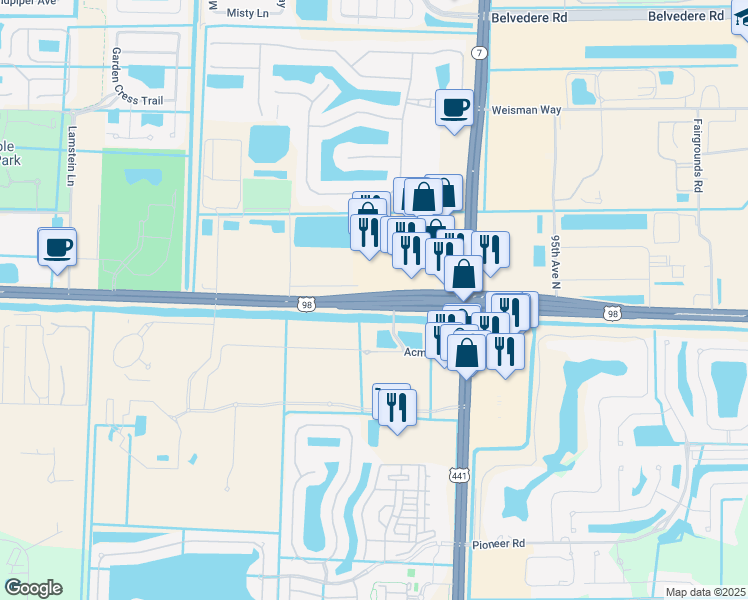 map of restaurants, bars, coffee shops, grocery stores, and more near in West Palm Beach