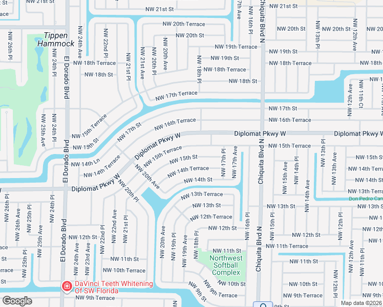 map of restaurants, bars, coffee shops, grocery stores, and more near 1825 Northwest 15th Street in Cape Coral