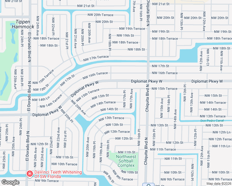 map of restaurants, bars, coffee shops, grocery stores, and more near 1801 Northwest 15th Street in Cape Coral