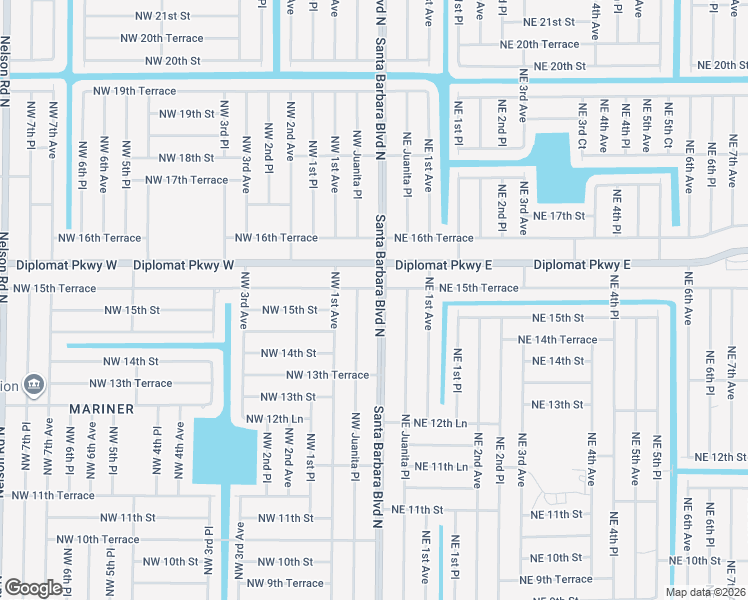map of restaurants, bars, coffee shops, grocery stores, and more near 1506 Santa Barbara Boulevard North in Cape Coral
