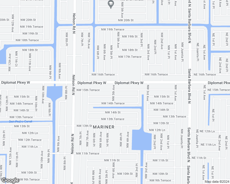 map of restaurants, bars, coffee shops, grocery stores, and more near 440 Northwest 15th Terrace in Cape Coral