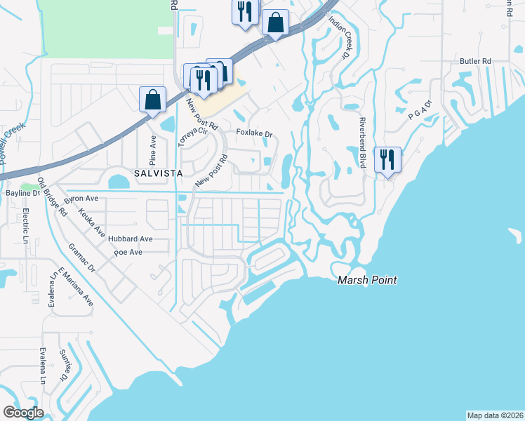map of restaurants, bars, coffee shops, grocery stores, and more near 5524 Miles Standish Lane in North Fort Myers
