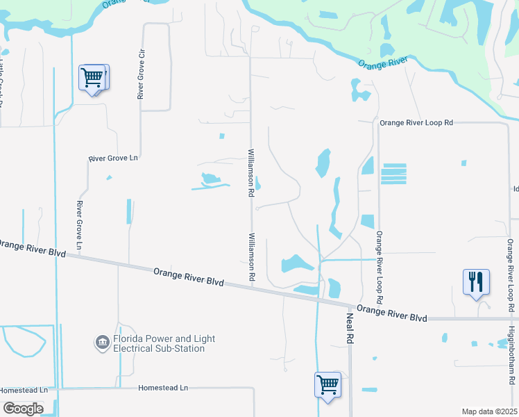 map of restaurants, bars, coffee shops, grocery stores, and more near 3935 Williamson Road in Fort Myers
