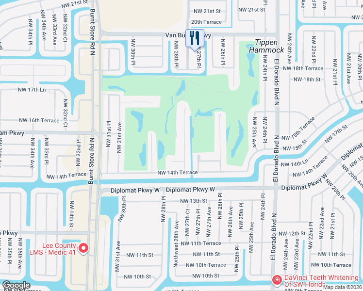 map of restaurants, bars, coffee shops, grocery stores, and more near 1532 Northwest 28th Avenue in Cape Coral