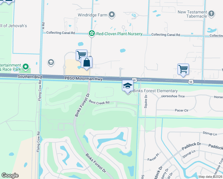map of restaurants, bars, coffee shops, grocery stores, and more near 15402 Whispering Willow Drive in Wellington