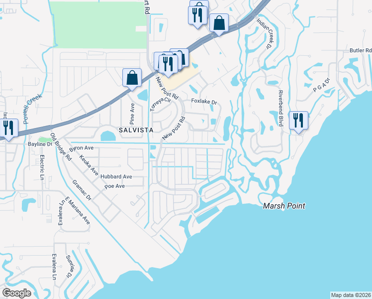 map of restaurants, bars, coffee shops, grocery stores, and more near 14565 Paul Revere Loop in North Fort Myers