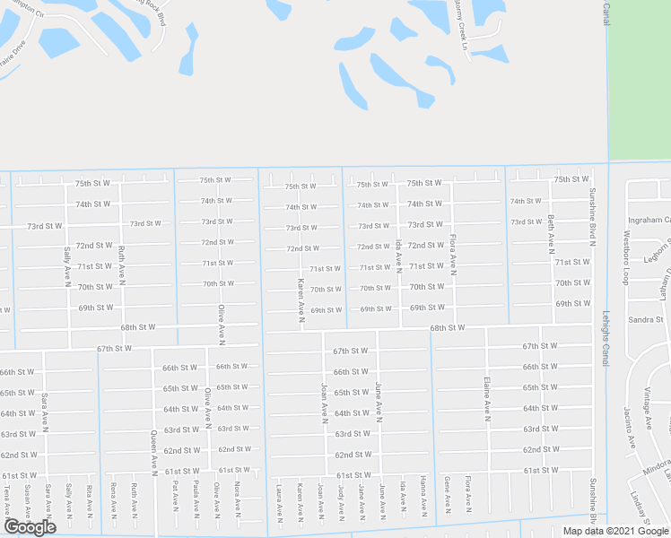 map of restaurants, bars, coffee shops, grocery stores, and more near 2906 71st Street West in Lehigh Acres