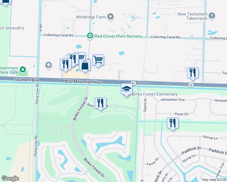 map of restaurants, bars, coffee shops, grocery stores, and more near 15402 Whispering Willow Drive in Wellington