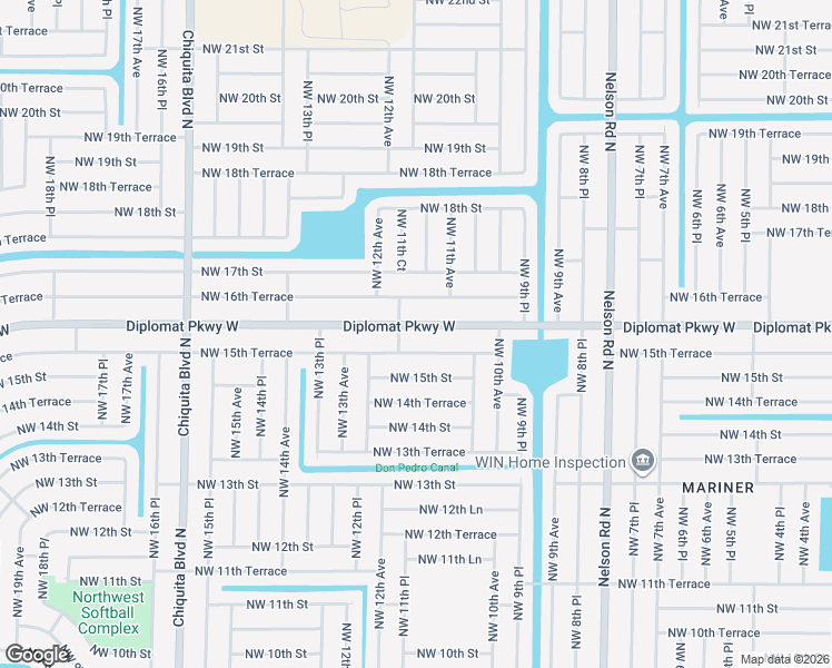 map of restaurants, bars, coffee shops, grocery stores, and more near 1122 Diplomat Parkway West in Cape Coral