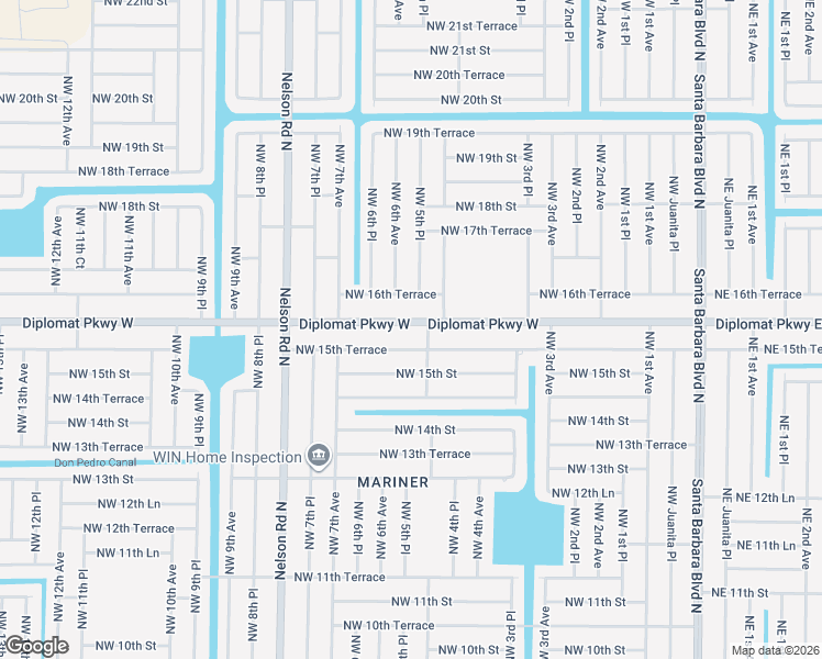 map of restaurants, bars, coffee shops, grocery stores, and more near 538 Diplomat Parkway West in Cape Coral