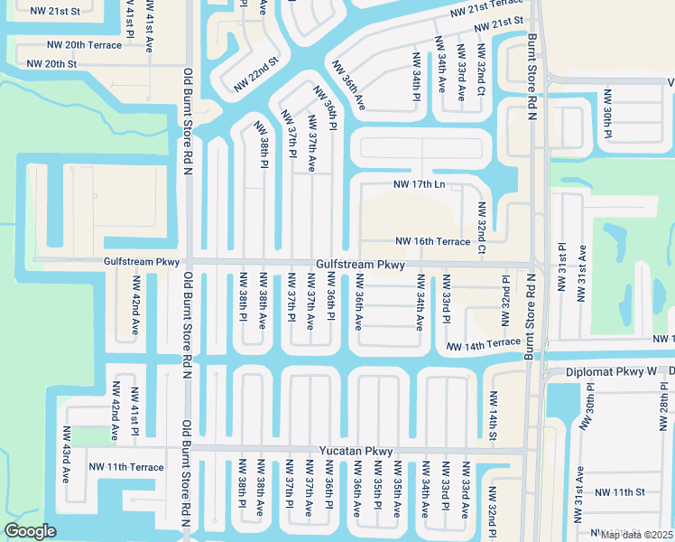 map of restaurants, bars, coffee shops, grocery stores, and more near 1539 Northwest 36th Place in Cape Coral