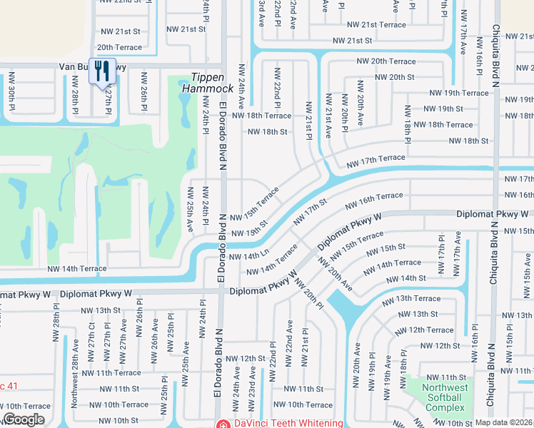 map of restaurants, bars, coffee shops, grocery stores, and more near 2246 Northwest 15th Street in Cape Coral