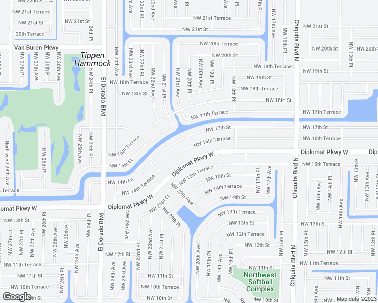 map of restaurants, bars, coffee shops, grocery stores, and more near 2016 Northwest 16th Terrace in Cape Coral