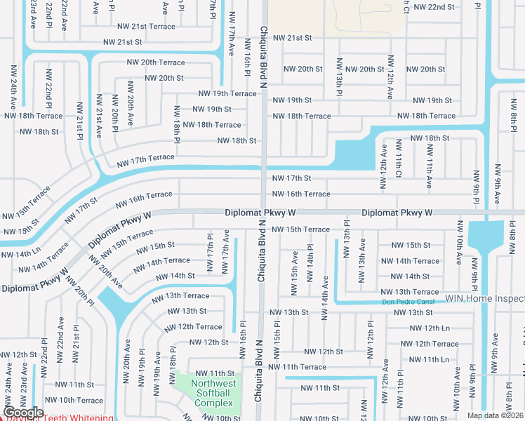 map of restaurants, bars, coffee shops, grocery stores, and more near Chiquita Blvd & Diplomat Pkwy in Cape Coral
