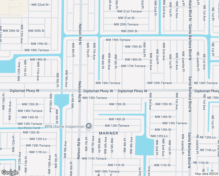 map of restaurants, bars, coffee shops, grocery stores, and more near 538 Diplomat Parkway West in Cape Coral