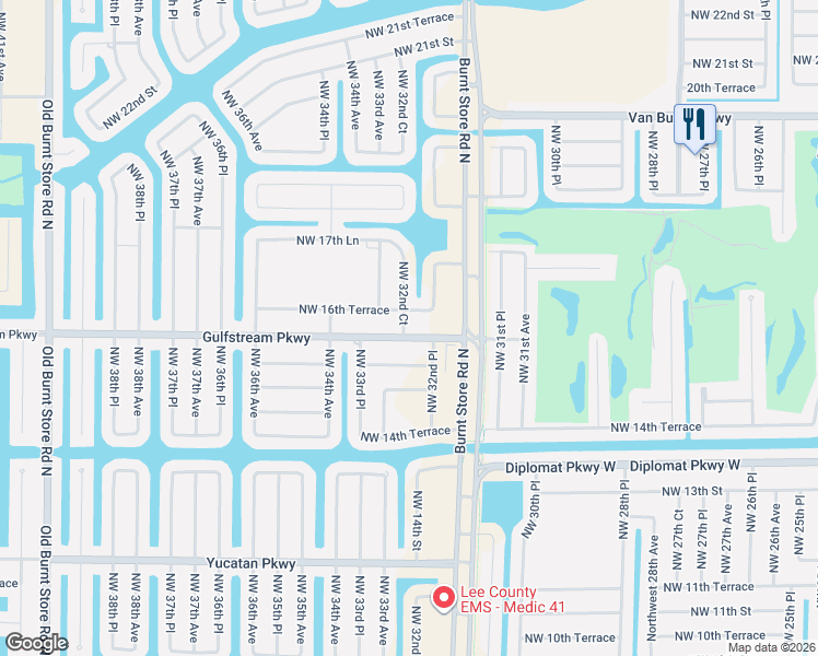 map of restaurants, bars, coffee shops, grocery stores, and more near 3218 Gulfstream Parkway in Cape Coral