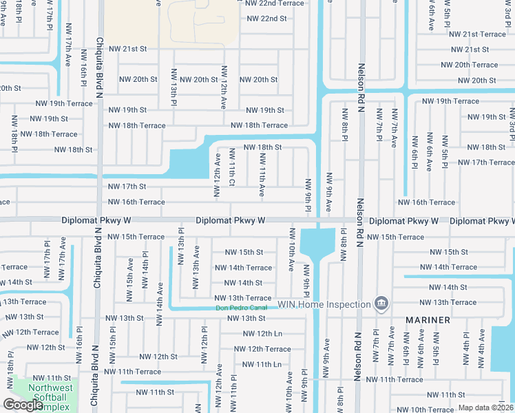 map of restaurants, bars, coffee shops, grocery stores, and more near 1119 Northwest 16th Terrace in Cape Coral