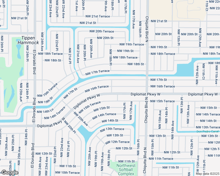 map of restaurants, bars, coffee shops, grocery stores, and more near 1800 Northwest 16th Terrace in Cape Coral
