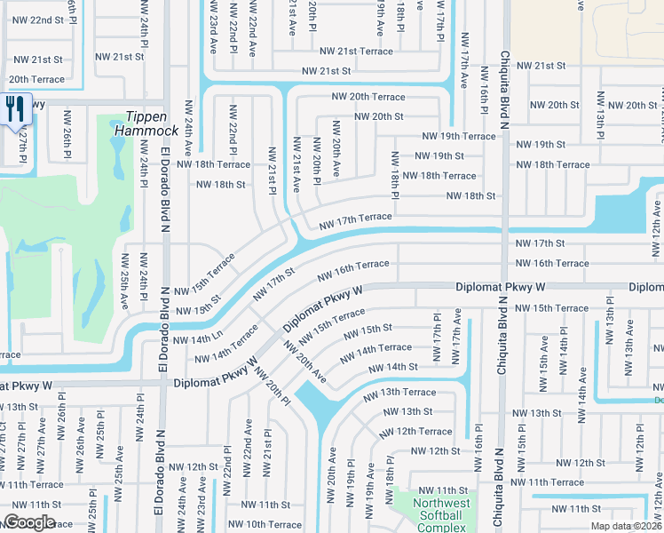 map of restaurants, bars, coffee shops, grocery stores, and more near 2012 Northwest 17th Street in Cape Coral