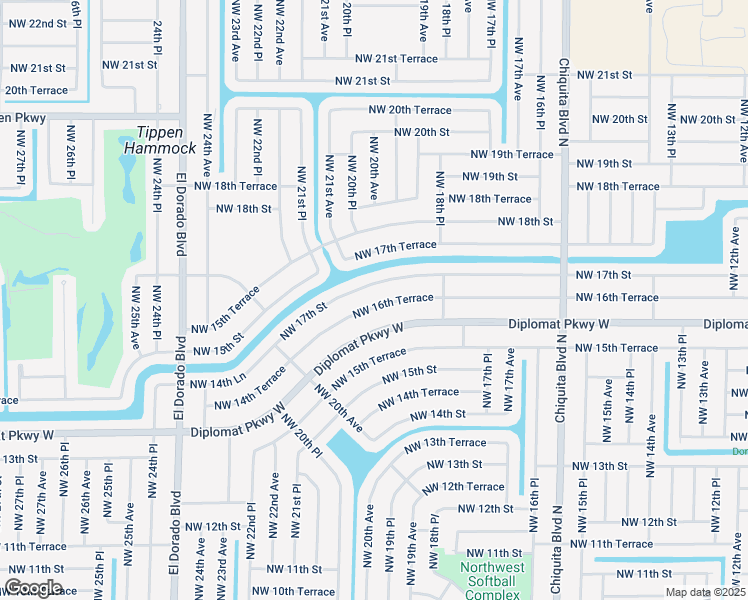 map of restaurants, bars, coffee shops, grocery stores, and more near 1931 Northwest 16th Terrace in Cape Coral