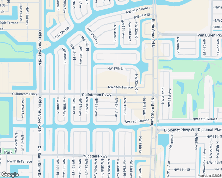 map of restaurants, bars, coffee shops, grocery stores, and more near 3410 Northwest 16th Terrace in Cape Coral