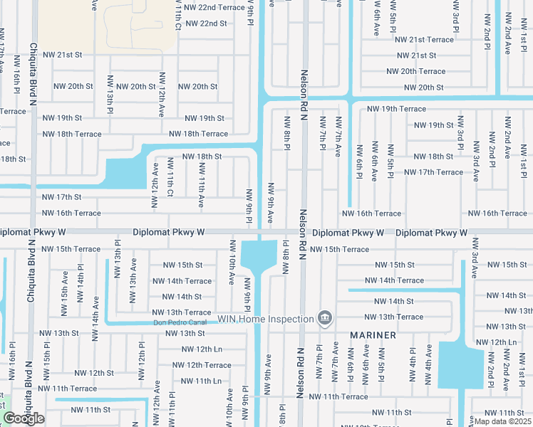 map of restaurants, bars, coffee shops, grocery stores, and more near 1621 Northwest 9th Place in Cape Coral