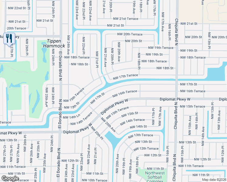 map of restaurants, bars, coffee shops, grocery stores, and more near 2012 Northwest 17th Street in Cape Coral