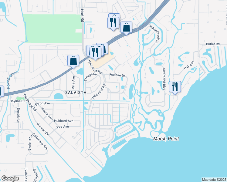 map of restaurants, bars, coffee shops, grocery stores, and more near 7060 Nantucket Circle in North Fort Myers