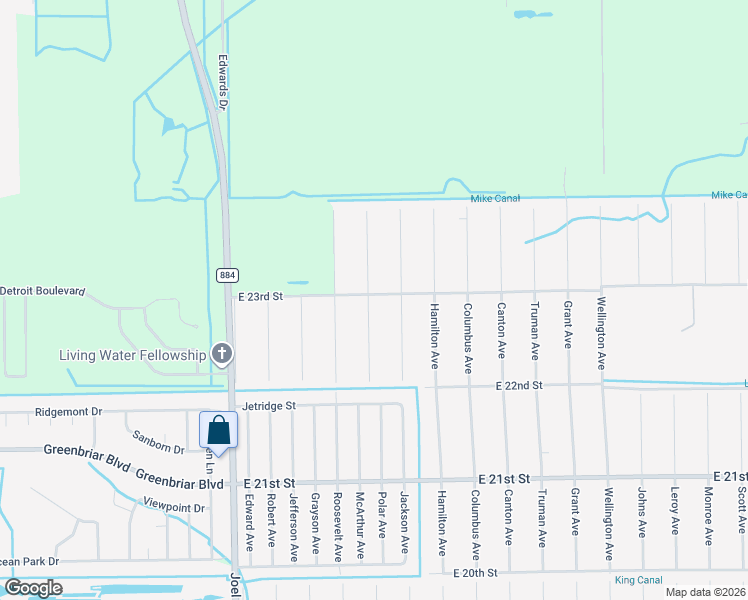 map of restaurants, bars, coffee shops, grocery stores, and more near 2800 East 23rd Street in Alva
