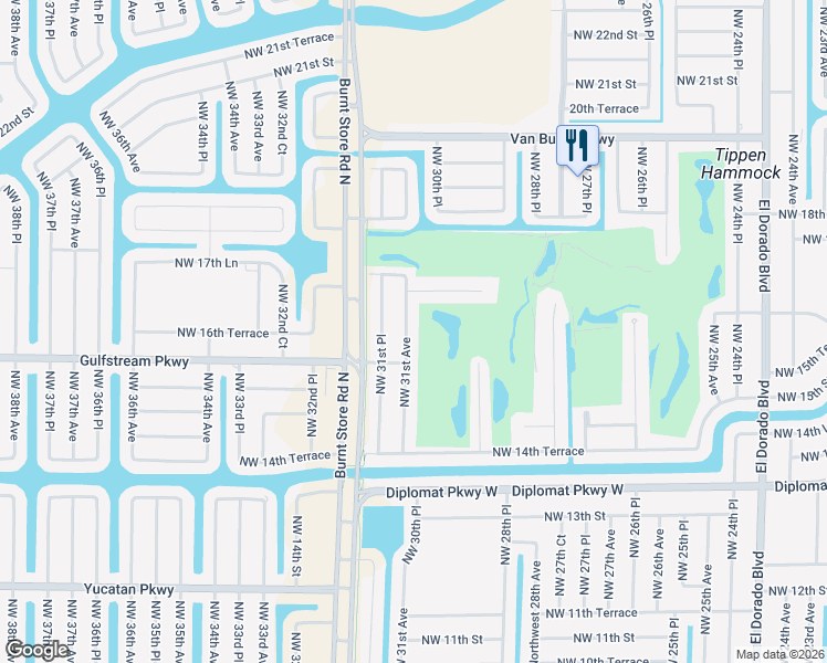 map of restaurants, bars, coffee shops, grocery stores, and more near 1619 Northwest 31st Avenue in Cape Coral