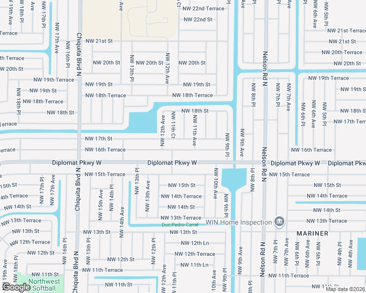 map of restaurants, bars, coffee shops, grocery stores, and more near 1119 Northwest 16th Terrace in Cape Coral