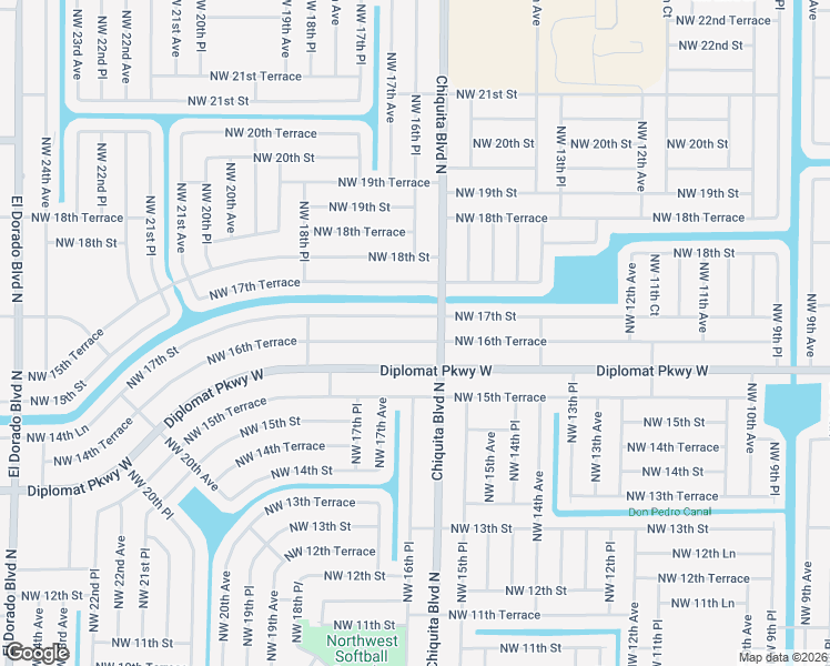 map of restaurants, bars, coffee shops, grocery stores, and more near 1617 Northwest 16th Terrace in Cape Coral