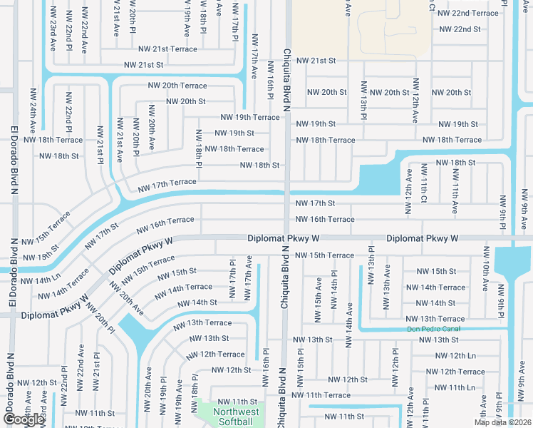 map of restaurants, bars, coffee shops, grocery stores, and more near 1617 Northwest 16th Terrace in Cape Coral