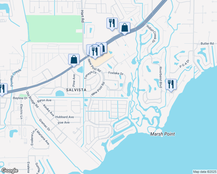 map of restaurants, bars, coffee shops, grocery stores, and more near 7071 Nantucket Circle in North Fort Myers