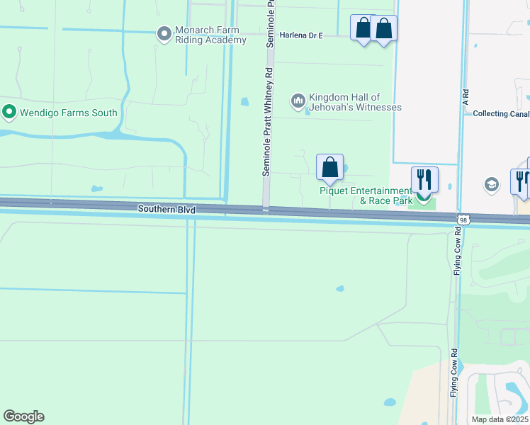 map of restaurants, bars, coffee shops, grocery stores, and more near Southern Blvd & Seminole Pratt Whitney Rd in Loxahatchee