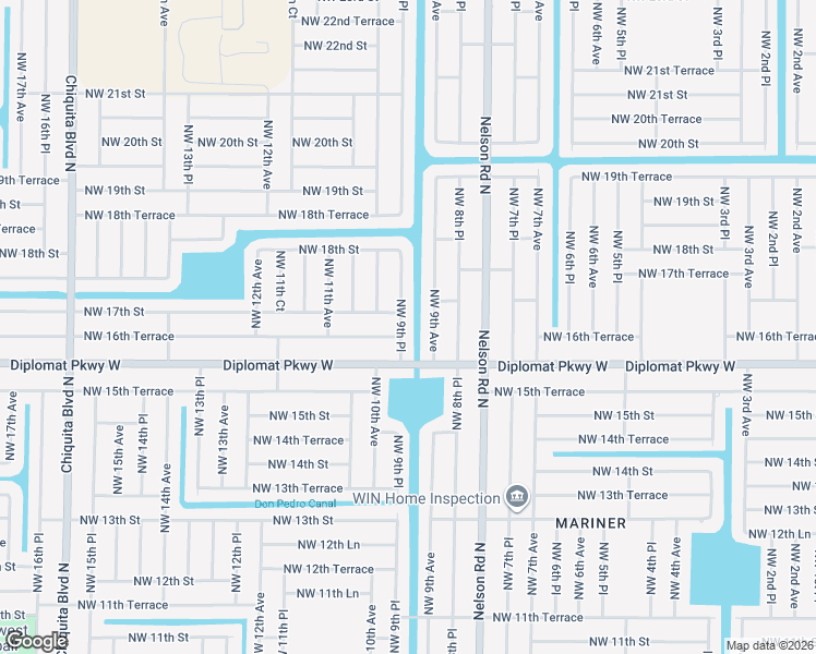 map of restaurants, bars, coffee shops, grocery stores, and more near 1621 Northwest 9th Place in Cape Coral
