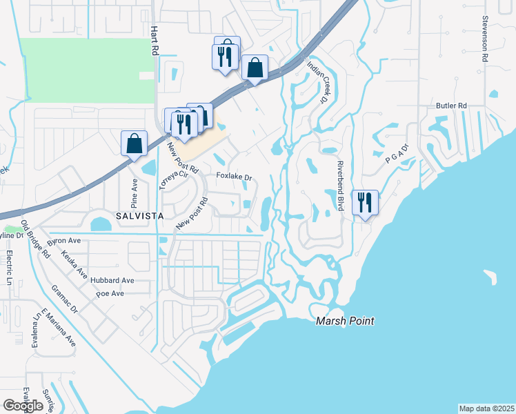 map of restaurants, bars, coffee shops, grocery stores, and more near 15011 Arbor Lakes Drive West in North Fort Myers
