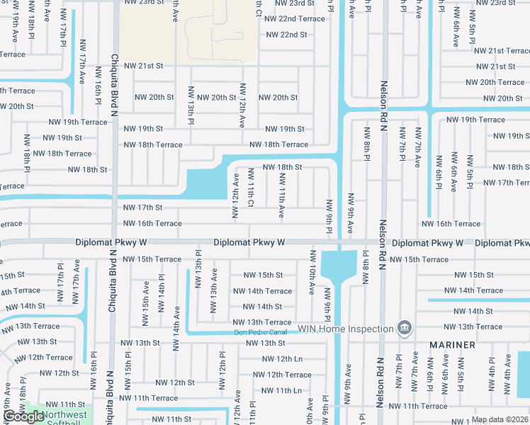 map of restaurants, bars, coffee shops, grocery stores, and more near 1119 Northwest 16th Terrace in Cape Coral