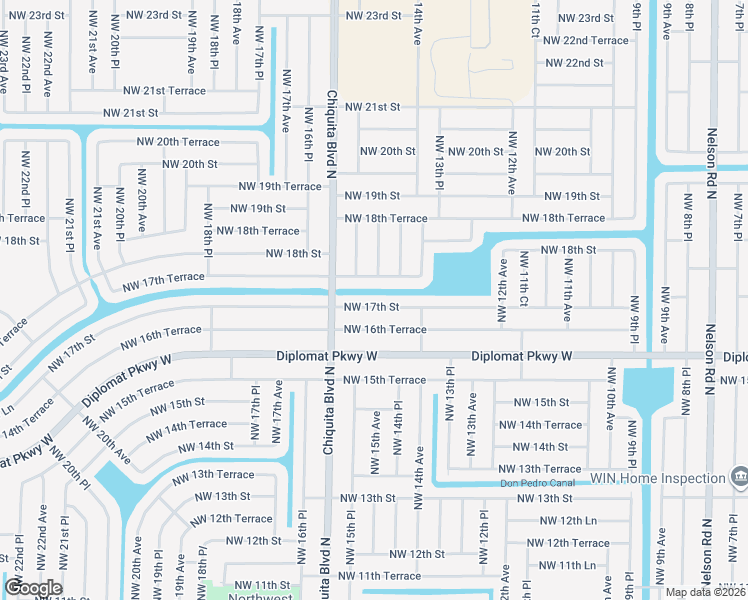 map of restaurants, bars, coffee shops, grocery stores, and more near 1508 Northwest 17th Terrace in Cape Coral