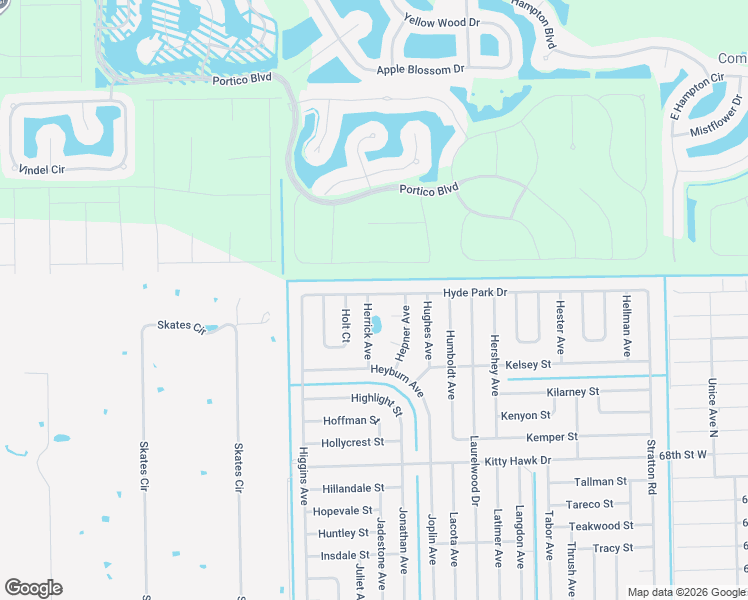 map of restaurants, bars, coffee shops, grocery stores, and more near 3831 Hyde Park Drive in Fort Myers