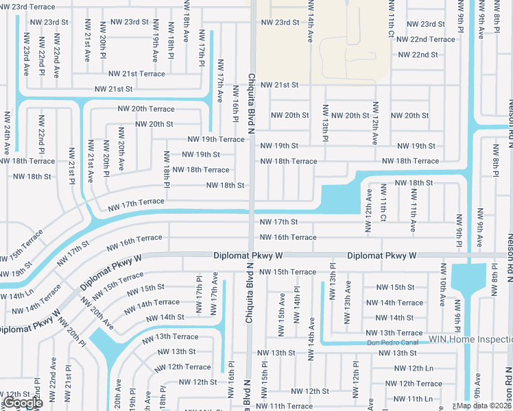 map of restaurants, bars, coffee shops, grocery stores, and more near 1528 Northwest 17th Terrace in Cape Coral