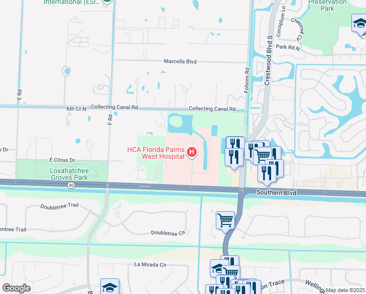 map of restaurants, bars, coffee shops, grocery stores, and more near 13005 Southern Blvd in Loxahatchee Groves