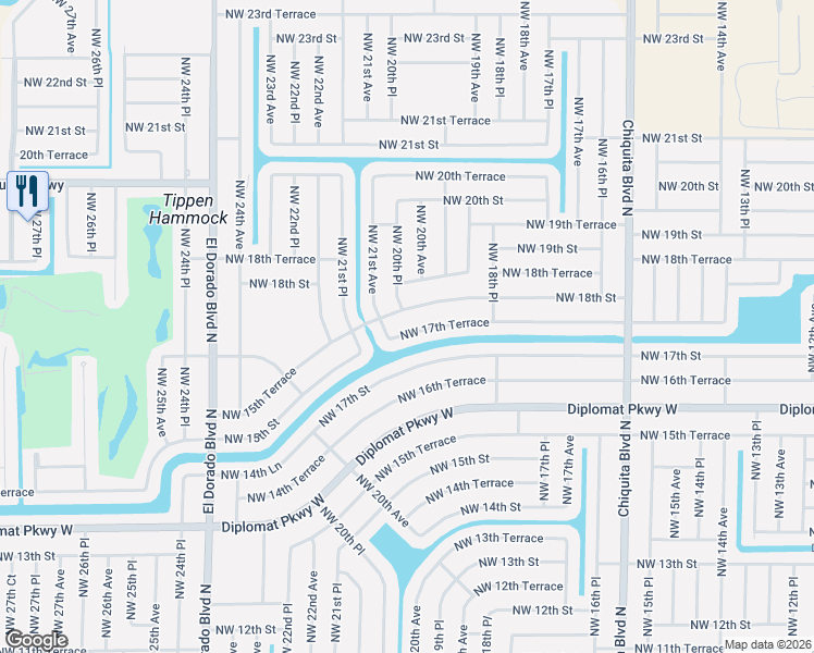 map of restaurants, bars, coffee shops, grocery stores, and more near 2013 Northwest 17th Terrace in Cape Coral