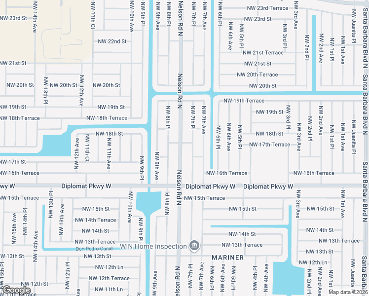 map of restaurants, bars, coffee shops, grocery stores, and more near 1711 Nelson Road North in Cape Coral